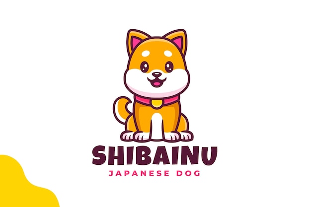 Vector cute shiba inu dog mascot logo cartoon vector illustration