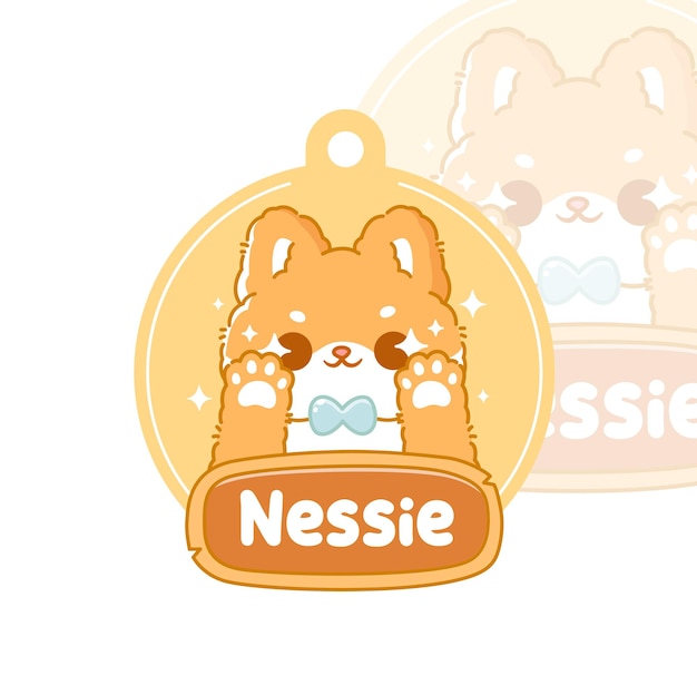 Cute shiba inu dog name tag labels for pet necklace