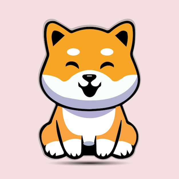 Vector cute shiba inu dog sitting cartoon vector