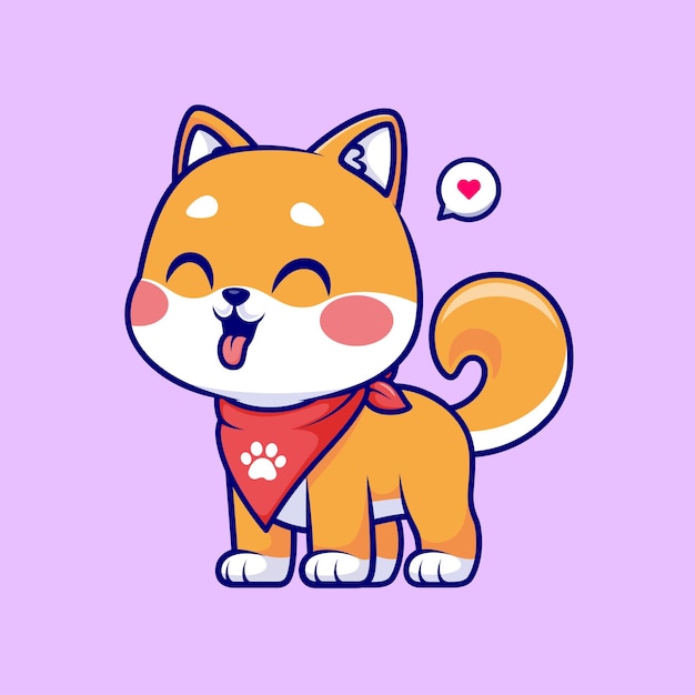 Carino shiba inu cane in piedi cartone animato vettore icona illustrazione animale natura icona concetto isolato