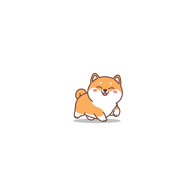cute shiba inu dog walking cartoon vector illustration