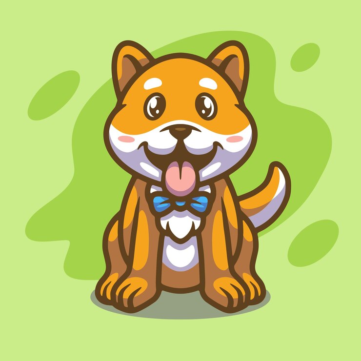 Vector 귀여운 시바견 마스코트 일러스트 디자인