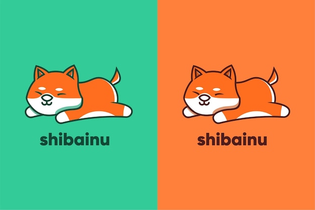 Modello di logo del cane shibainu carino