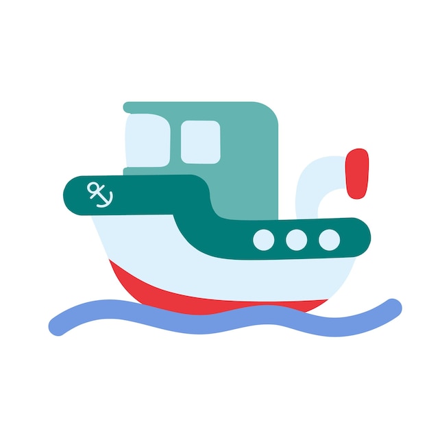 Vector cute shipchildren's marine handdrawn vector illustration of water transport