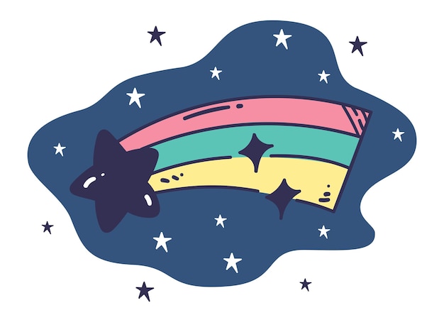 Cute Shooting Star Doodle Illustration