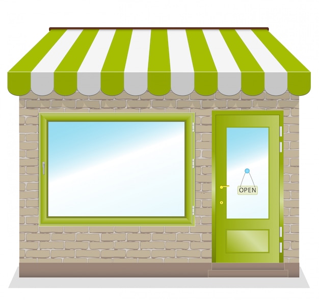 Cute shop  with green awnings