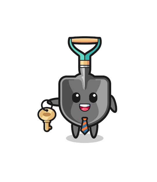 Cute shovel as a real estate agent mascot