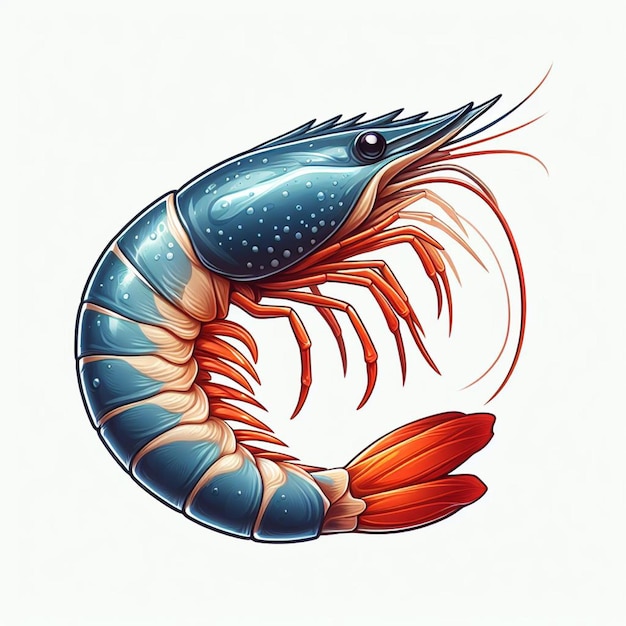 Vettore cute shrimp fish vector illustrazione di cartoni animati