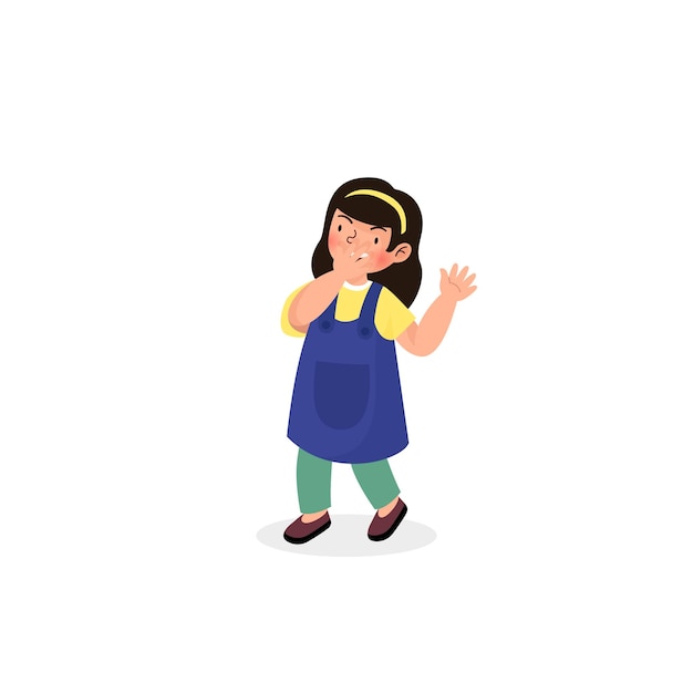 Vector cute shy girl character