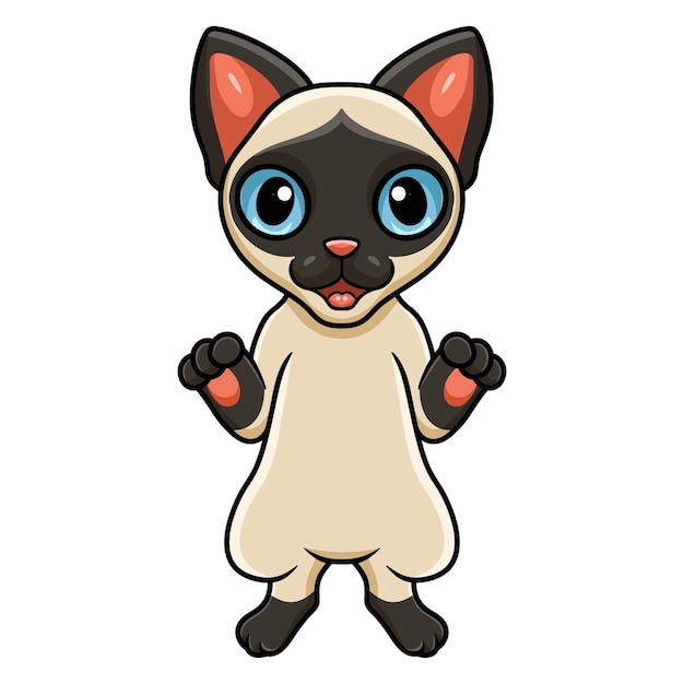 Vector cute siamese cat cartoon standing