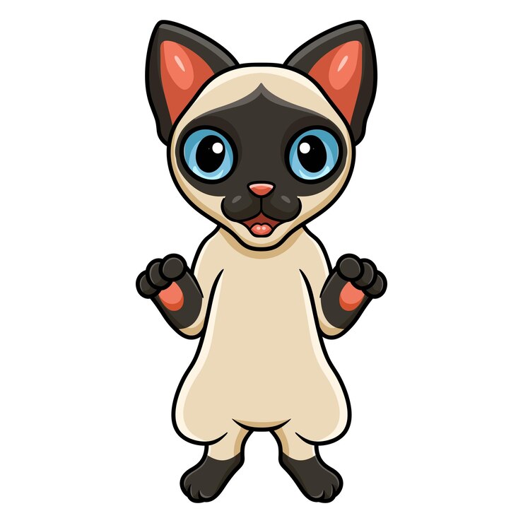 Vector 立っているかわいいシャム猫漫画