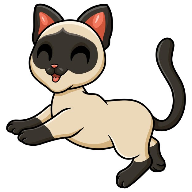 Cute siamese cat cartoon walking