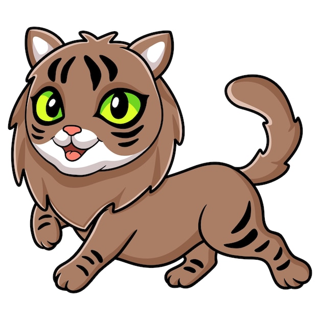 Cute siberian cat cartoon walking