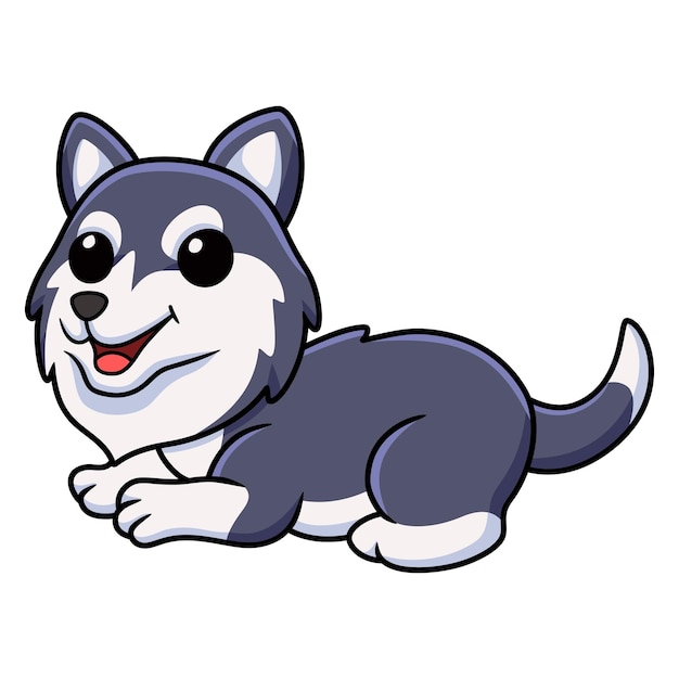 Cute siberian husky dog cartoon sitting