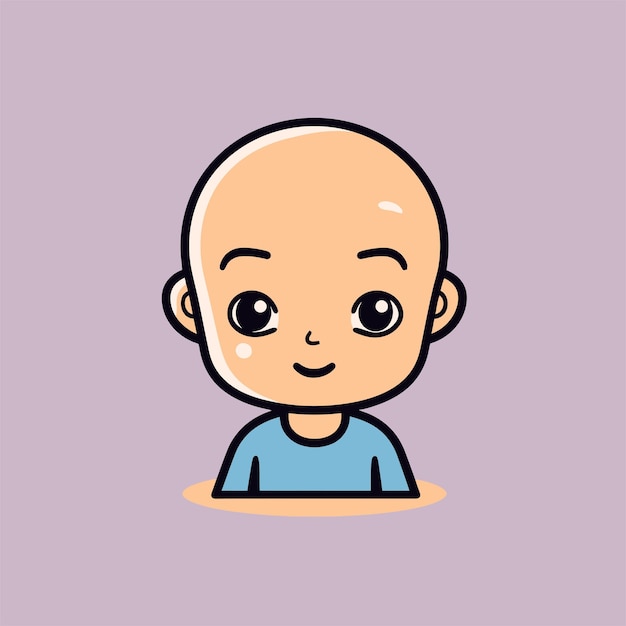 Cute Sick Bald Boy Icon Vector