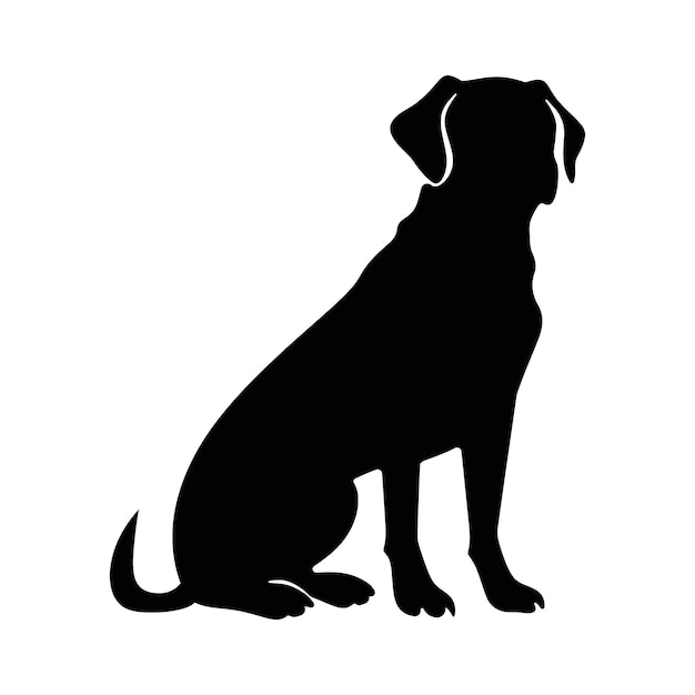 Cute silhouette of a dog Sitting dog breed illustration Pet vector animal