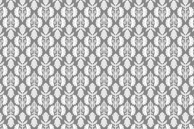 Cute silver floral pattern on a white background, Vector floral seamless pattern, Vector pattern