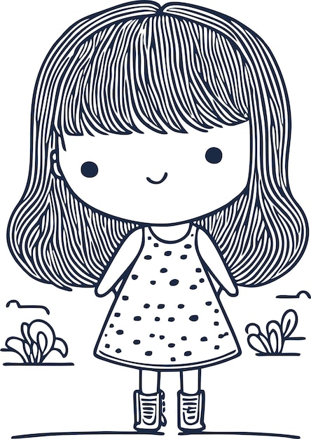 Vector cute simple doodle line art