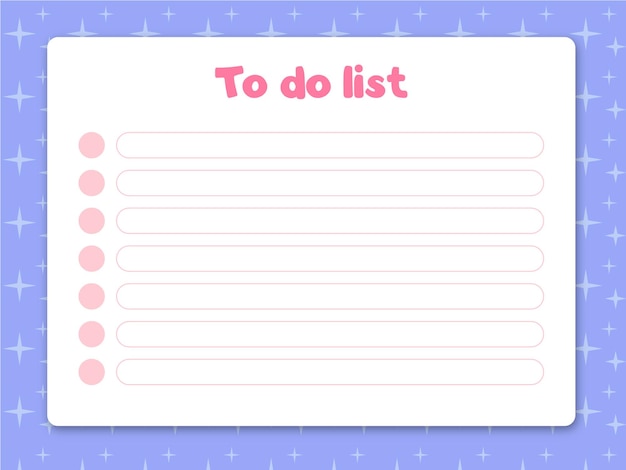レトロな星の背景にキュートでシンプルなやることリスト