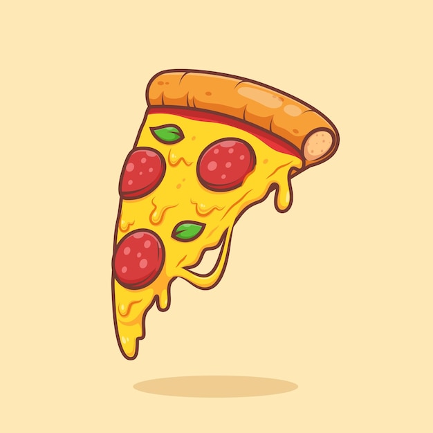 Вектор Милый простой минималистичный сыр, плавящийся поверх иллюстрации пиццы