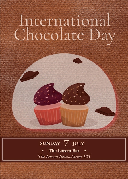 Vector cute simple minimalist world chocolate day illustration