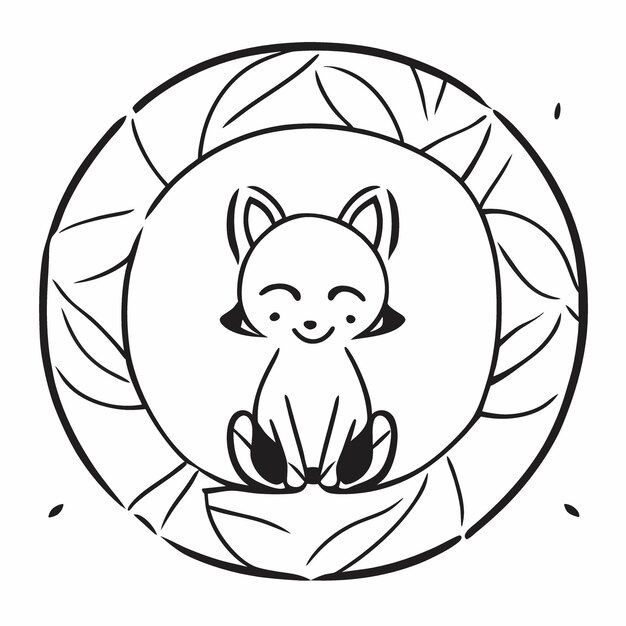 cute simple NO COLOR BLACK AND WHITE ANIMAL MANDALA SYMMETRICAL COLLORING BOOK PAGE 8K CUTE vector