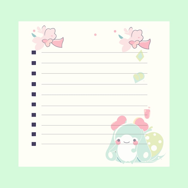 Vector cute simple notebook page