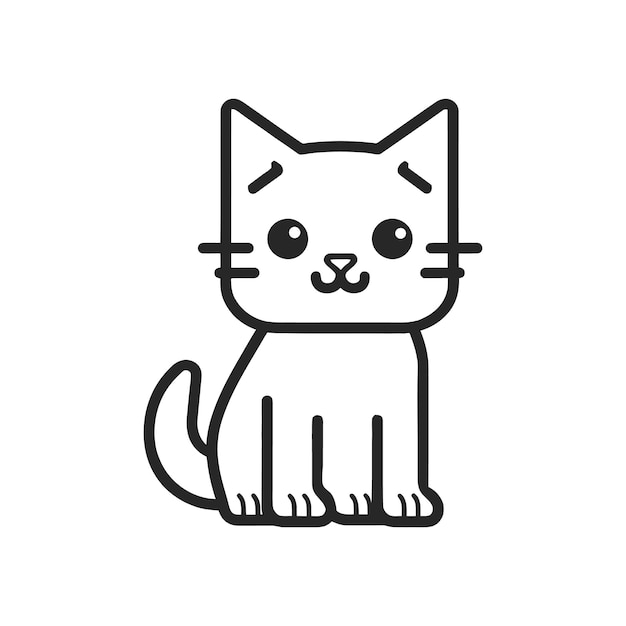 Vettore simpatico vettore di linea gatto contorno semplice per libro da colorare isolato su sfondo bianco
