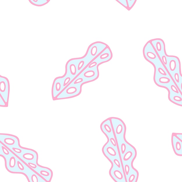 Cute simple pastel vector pattern with cartoon exotic leaves for textile, kids, decor, wrappers