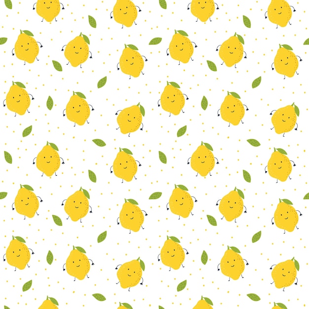 Simpatico motivo semplice con limoni motivo in stile kawaii