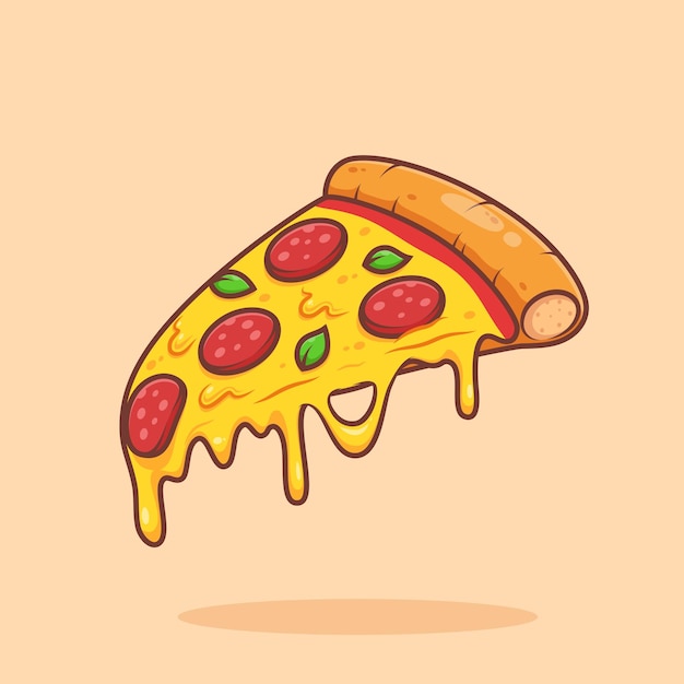 Vector cute simple pizza with melting cheese vector illustration