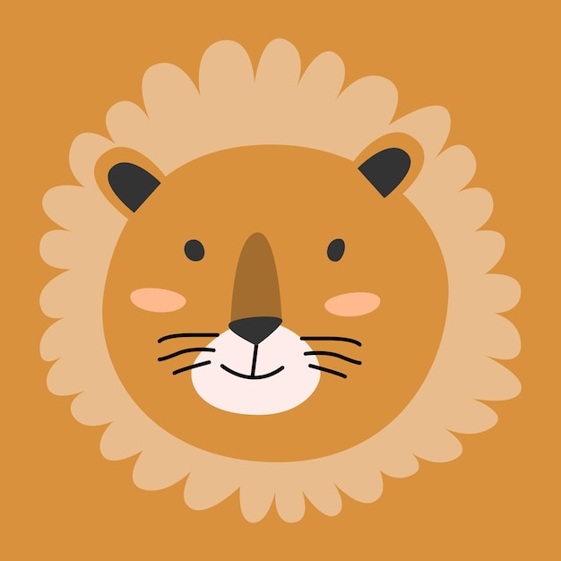 cute simple portrait lion in scandinavian style