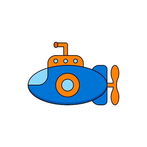 Cute and simple submarine design illustration