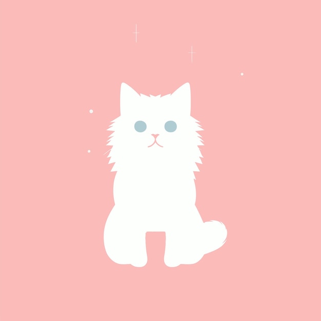 cute simplisitc minimalist white cat