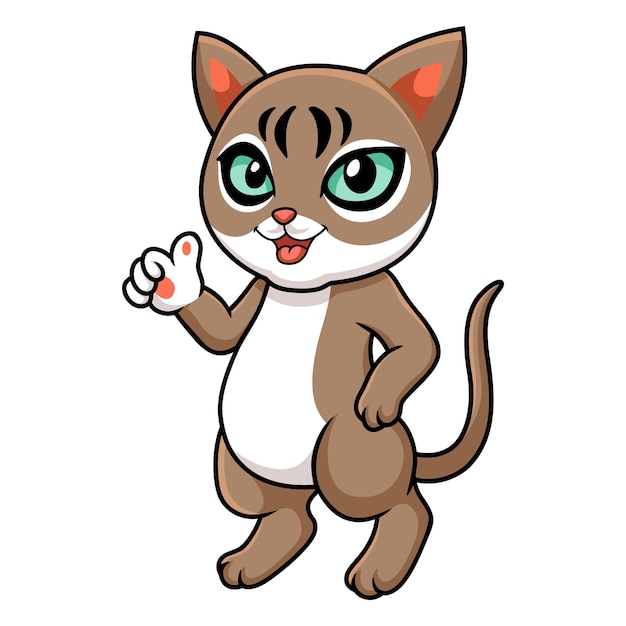 엄지손가락을 포기 하는 귀여운 singapura 고양이 만화