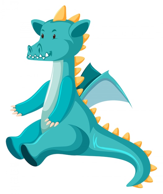 Cute sitting blue dragon