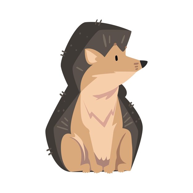 キレイな座っているヘッジホッグ 可愛い野生の森の動物 カートゥーンキャラクター ベクトルイラスト