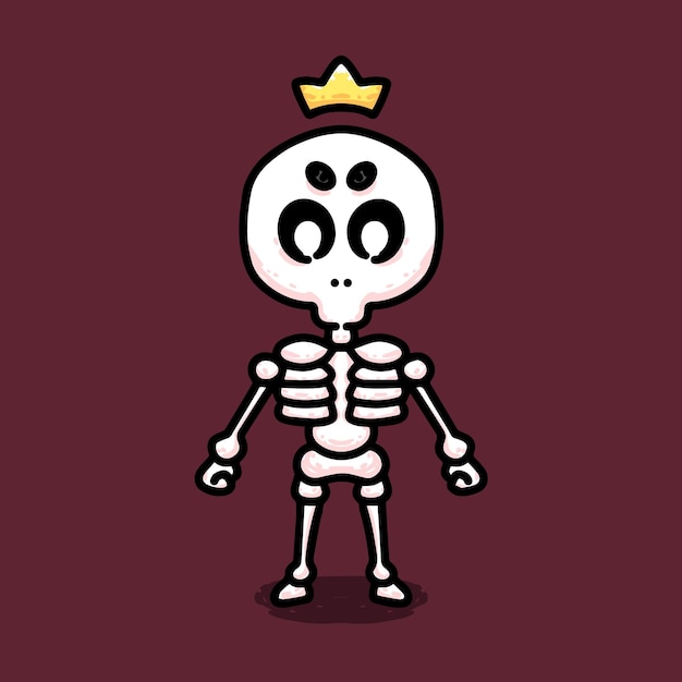 Vector cute skeleton king  character design