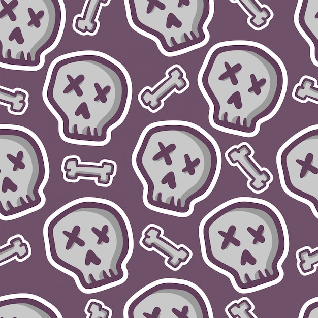 Vector cute skeleton seamless pattern