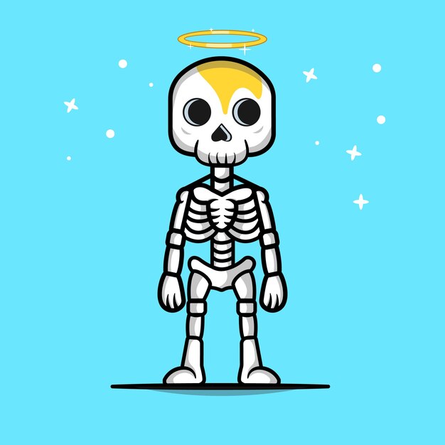Vector cute skull cartoon vector icon illustration people holiday icon concept isolated premium vector