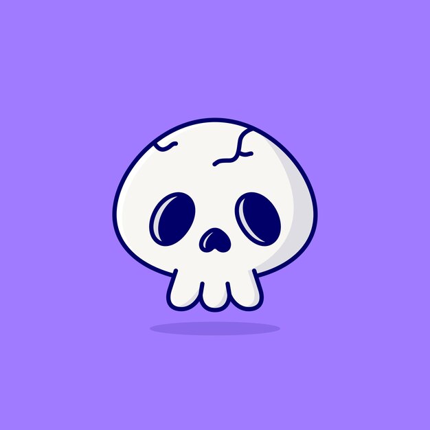 Vector cute skull cartoon vector illustration halloween holiday concept icon isolated