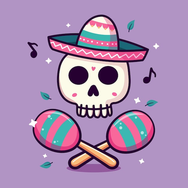 Vector cute skull to celebrate cinco de mayo