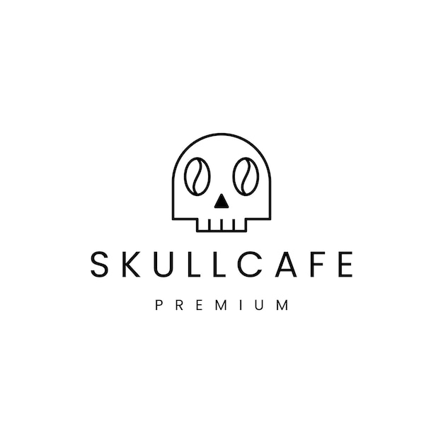 Cute skull and coffee bean logo design death cafe logo design