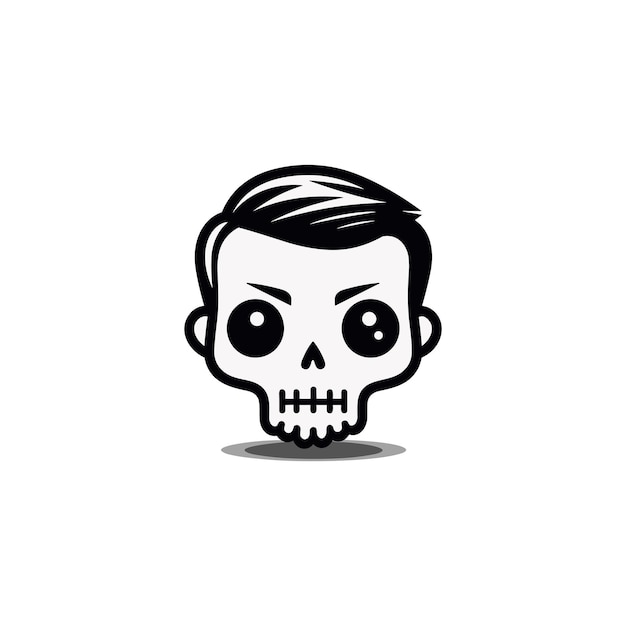 cute skull isolated on white background vector flat doodle style