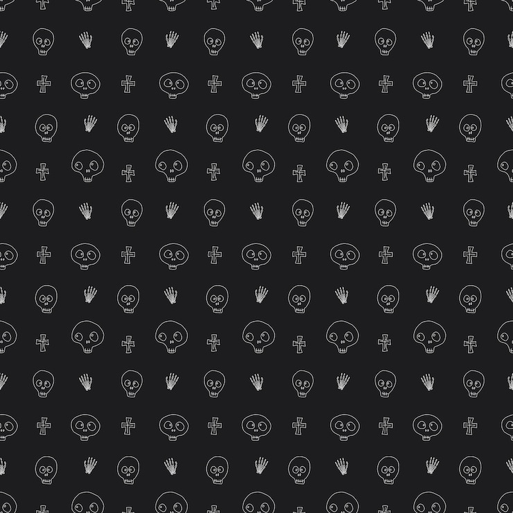 Vector cute skull seamless pattern halloween background vector illustration