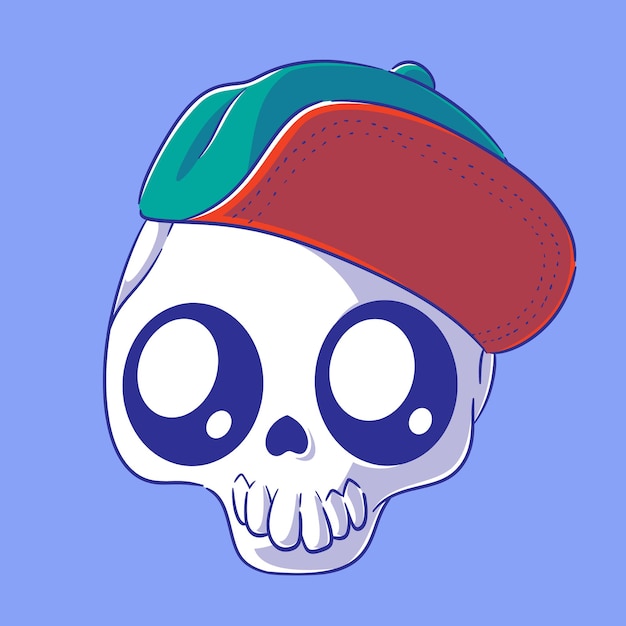 Premium Vector | Cute skull wearing a hat