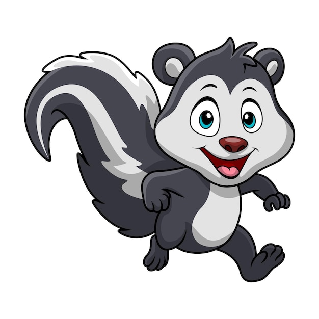 Cute skunk cartoon on white background