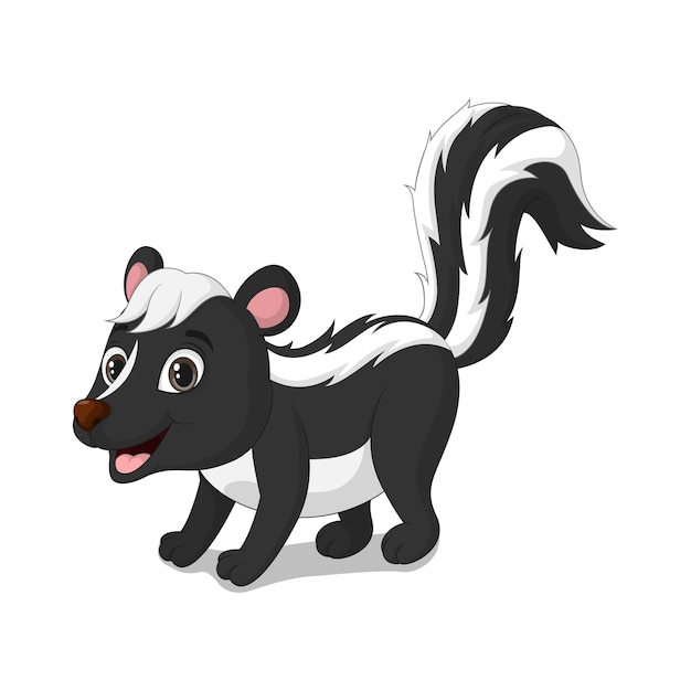 Cute skunk cartoon on white background