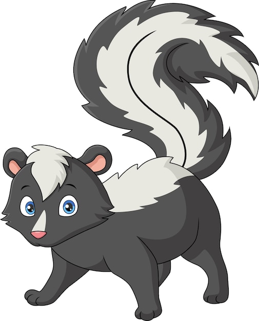 Vector cute skunk cartoon on white background