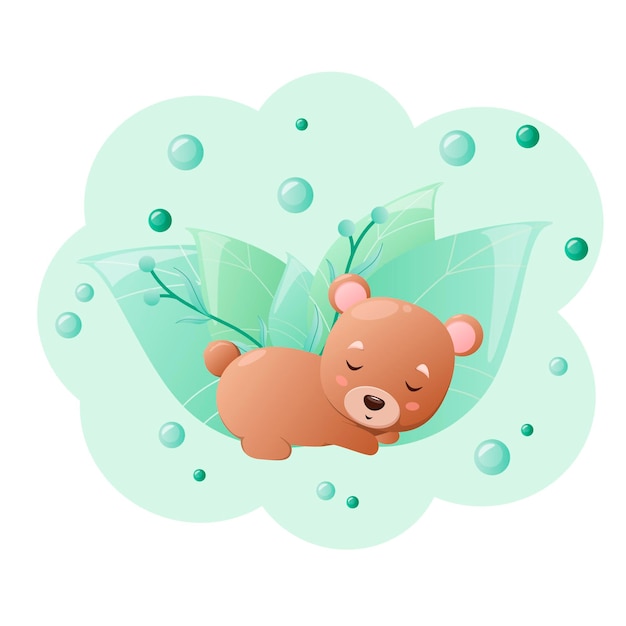 Cute sleeping bear Cartoon design